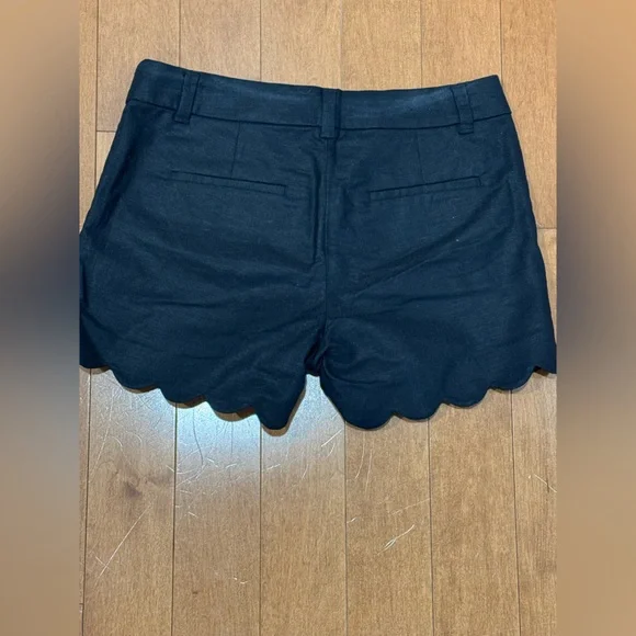 J.Crew Black Scalloped Hem Linen Cotton Shorts Women’s Size 2 - Picture 3 of 5